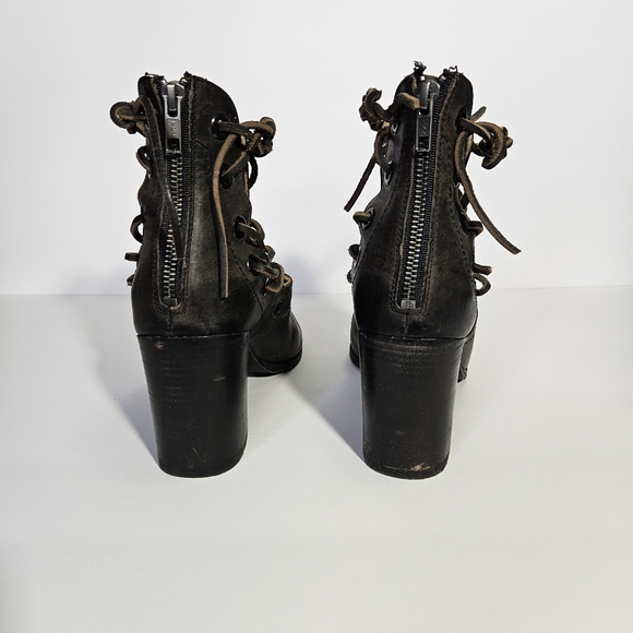 Baske California Brown Leather Fury Open Toe Booties - Picture 8 of 12